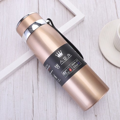 MEIISEO대용량 스포츠 물통 다기능 물병 휴대용 스포츠 물통 대용량 보온병, 600ml, Golden