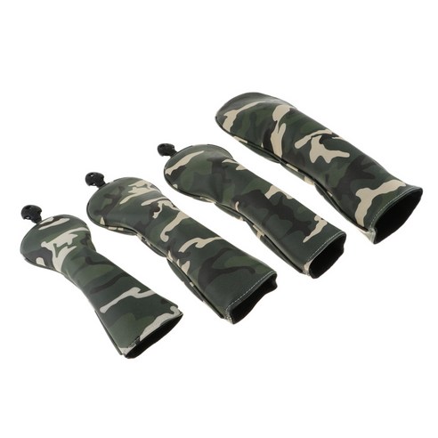 YSSHOP 4Pcs 골프 클럽 헤드 커버 460cc 드라이버 우드 헤드 커버 1 3 5 UT, PU 가죽, 카모 그린