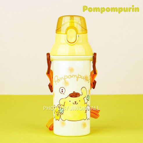 산리오 폼폼푸린 앵커 원터치 어깨끈 물통, 혼합색상, 480ml