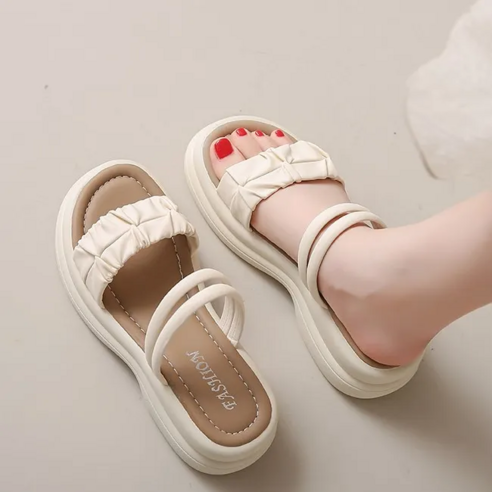 Modern Fashion 여성 경량 캐주얼 샌들 통굽 밴딩 슬리퍼