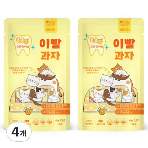 킴스패밀리 고양이 이빨과자, 요로 헤어볼, 50g, 4개