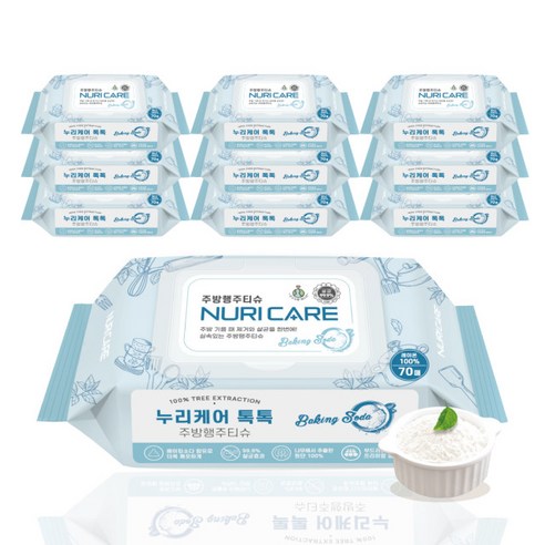 깨끗함과 환경을 동시에, 누리케어 생분해 물티슈 청소용
