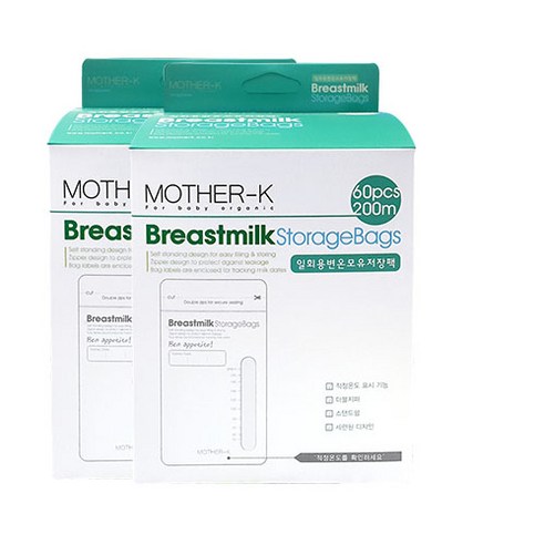 마더케이 일회용 변온 모유 저장팩 200ml, 60매, 2개