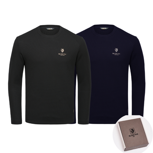 블랙야크 올시즌 블랙+네이비 2장 세트 기능성 속건 B에어로쿨맥스 드라이 2종 라운드 긴팔티
