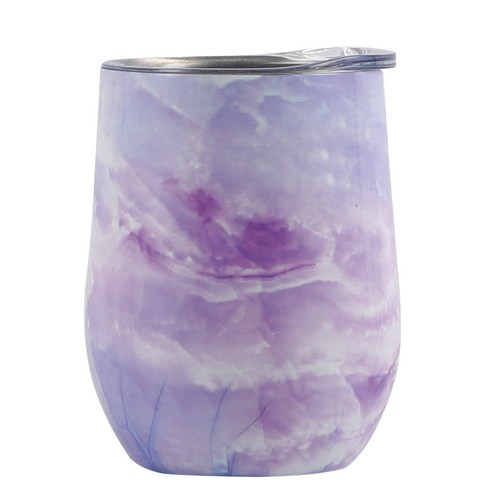 물컵 스테인리스강 와인컵 U형 계란 보온컵 달걀껍질 컵, 판타지 퍼플, 12oz
