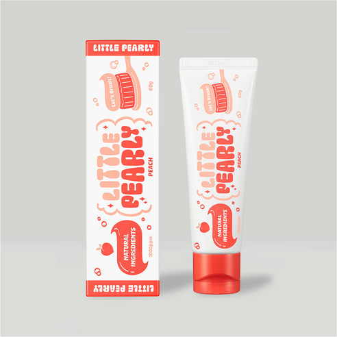리틀펄리 어린이 고불소 1000ppm 비건 치약 복숭아향, 60g, 1개