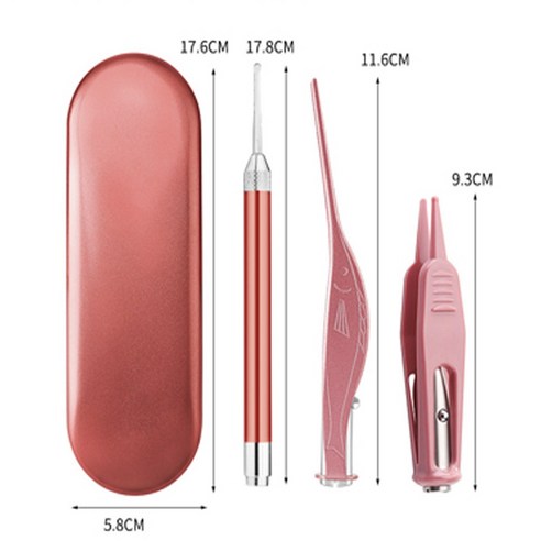 제이와이홀딩스 LED 불빛 귓밥제거 귀파게 핀셋 3종세트, 1개