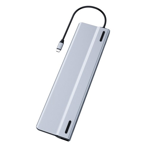 Retemporel MacBook MateBook용 14-In-1 USB C HUB USB3.0 도킹 스테이션 RJ45+HDMI 호환+VGA+Aduio+PD 분배기, 1개, 그레이 실버