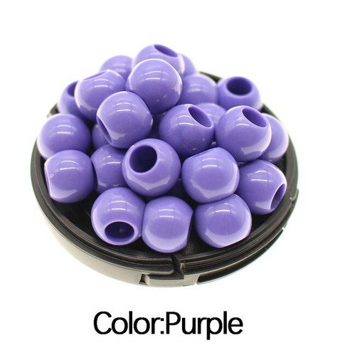 50pcs 12mm 투명 수 지 머리 구슬 점보 끈 Dreadlock 헤어 액세서리에 대 한 6mm 큰 구멍, 보라색, 1개, 05 Purple Color