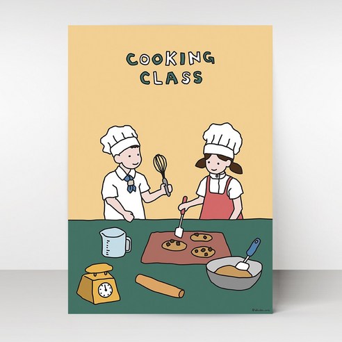 뚜뚜아트 가족 포스터 신혼집 아기방 아이방 인테리어 그림 감성 포스터, 39. Cookingclass