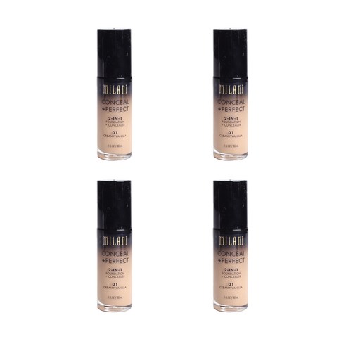 밀라니 컨실 +퍼펙트 2-in-1 파운데이션 + 컨실러 30ml, Creamy Vanilla, 4개