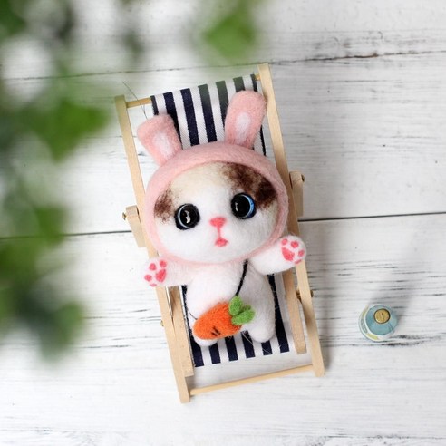 펫돌 양모펠트 DIY KIT 토끼 고양이 냥이 니들펠트 패키지 세트, 1개