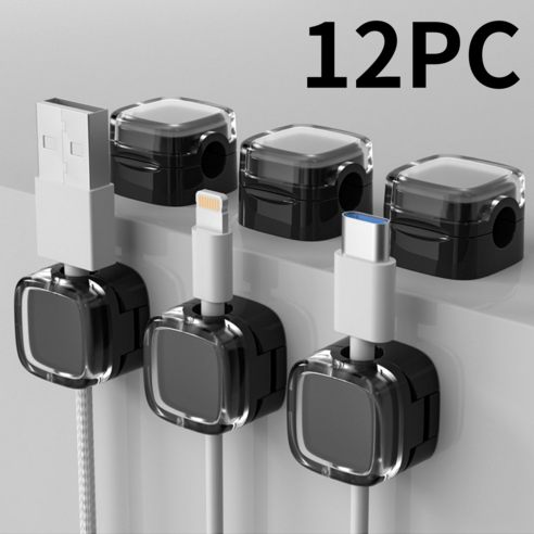 바라츠 마그네틱 케이블 홀더 usb 선정리 홀더 6개, 시크블랙*2세트
