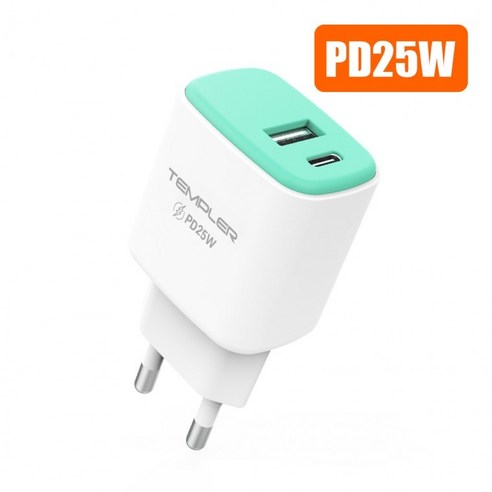 템플러 PD 25W 2포트충전기 (PD충전기 C타입충전기 휴대폰충전기 핸드폰충전기 2구충전기 어댑터 충전기)dmm, 1개, (가정용 충전기) 템플러 2.1A 5핀 일체형