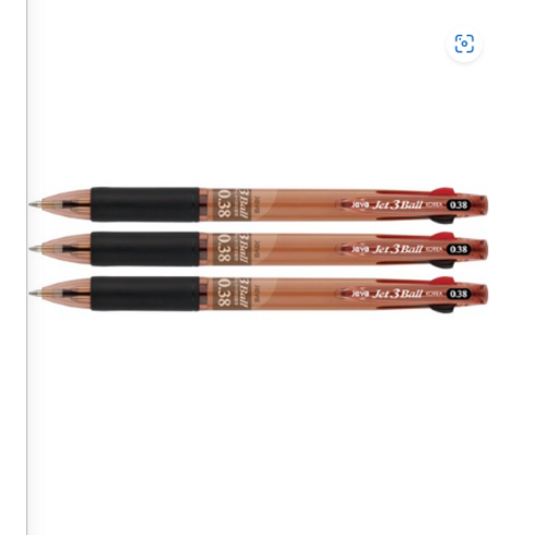 자바펜 제트3볼 3색 볼펜 0.38mm, 브라운, 27개