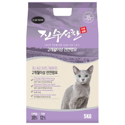 진수성찬 고양이 사료 건강 전연령묘 캣썬 피부개선 헤어볼감소 변냄새감소, 5kg, 1개