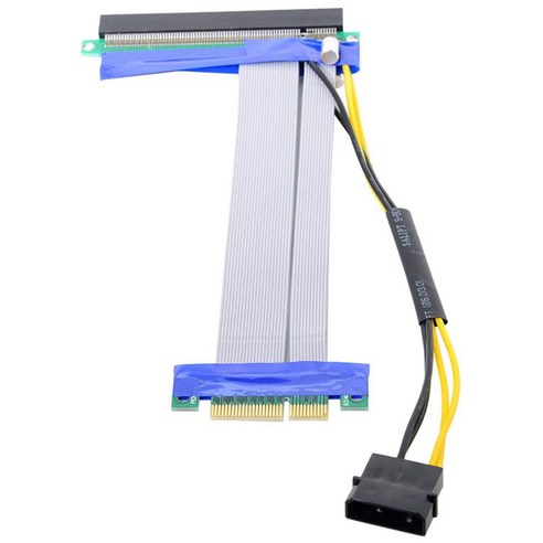 Retemporel PCI-E Express 4X ~ 16X 플렉스 케이블 익스텐더 컨버터 라이저 카드 어댑터(4Pin 전원 포함) 15Cm, 1