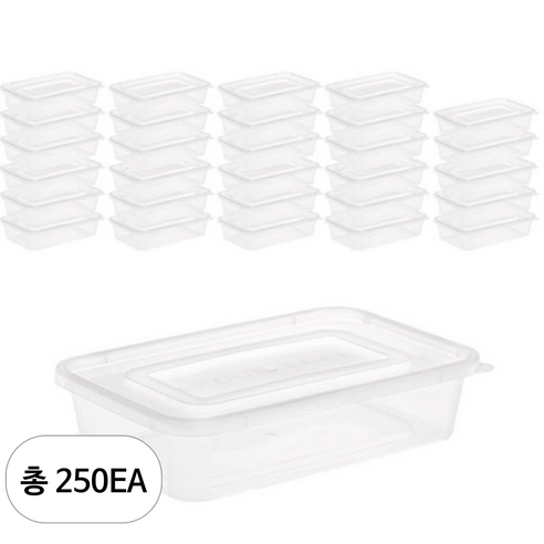 대성기업 사각 도시락 투명 밀폐용기 N500 3칸, 용기 + 뚜껑, 250개 - 밀폐용기/세트 | 쿠팡