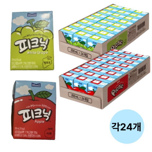 피크닉 사과 + 청포도, 200ml, 48개