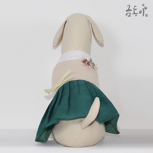 금동이 펫 GW002 북청연노랑리본 강아지 고양이 애견 한복, XL, 1개