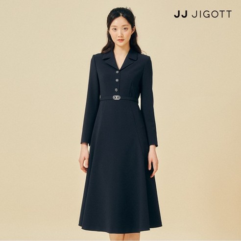 JJ지고트 브이넥 칼라 플레어 원피스 GP3A0OP101