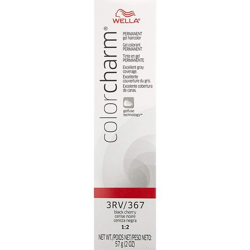 Wella 컬러 참 퍼머넌트 헤어 젤 헤어컬러 57g, 3RV 367 Black Cherry, 1개
