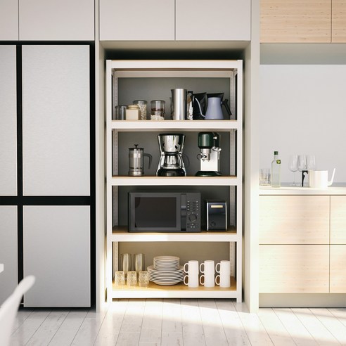 깊이600mm 홈카페 주방 수납장 – 화이트, 1100×600, 2100×5단 냉장고장 깊이600mm 홈카페 주방 수납장 – 화이트, 1100×600, 2100×5단 냉장고장