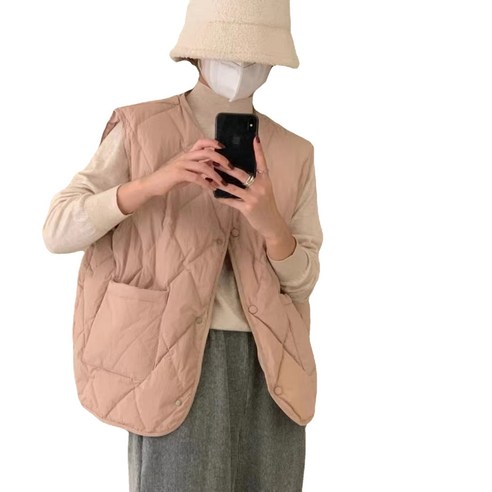 ANKRIC 한국 동대문 가을 겨울 레저 조커 느슨한 조끼 민소매 말 클립 면화 패드 재킷 코트 여성 패딩조끼