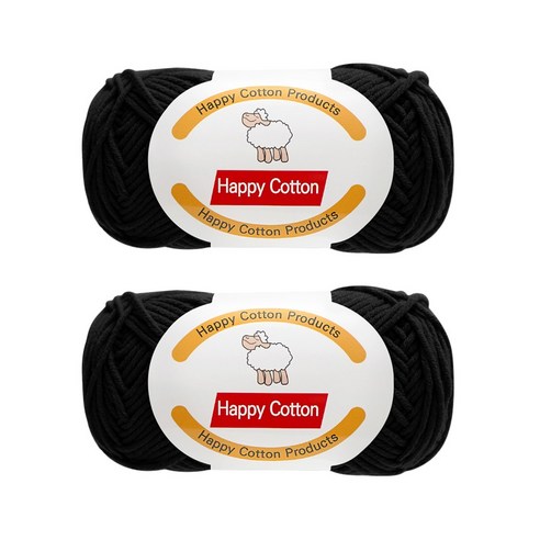 울클럽 해피코튼 뜨개실 45g 2볼 (총 90g), 검정