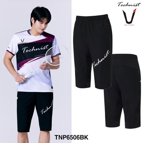 테크니스트 7부 반바지 배드민턴 바지 남성 여성 팬츠 블랙 TNP6506BK