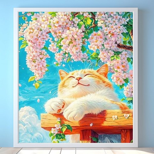 슈슈보석십자수 즐거운 취미 중형 40X50 패브릭형, 고양이, 1개