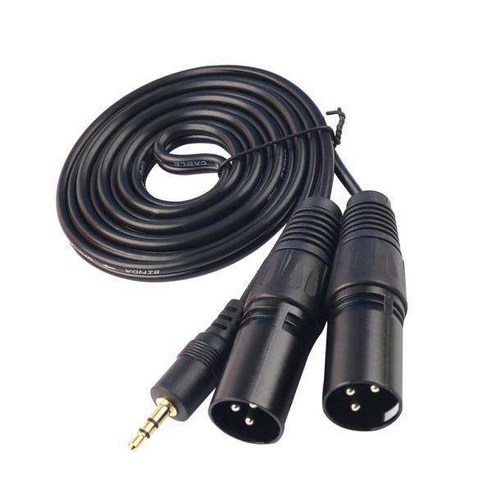 2x3.5mm(미니) 1/8" 스테레오 수-듀얼 XLR 수 어댑터 케이블, 블랙, 설명, 설명
