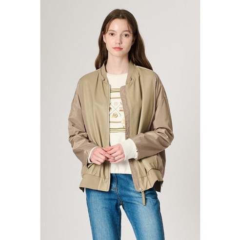 BCBG 양가죽 패치 점퍼 B3W9G875