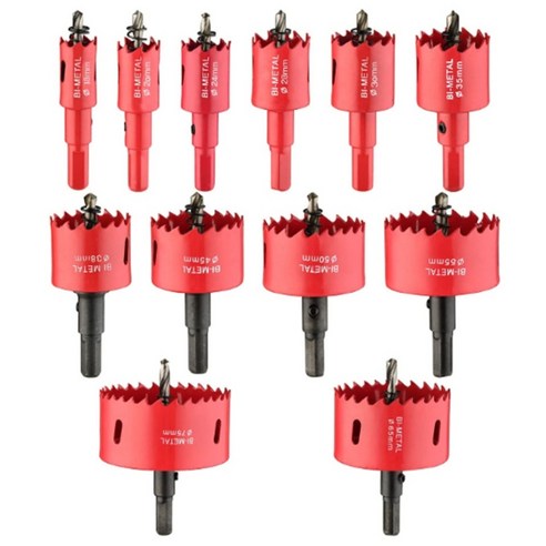 12PC 바이메탈 홀쏘세트 홀커터 18-75mm, 12개