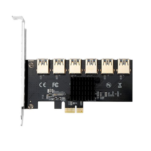 노 브랜드 PCI-E 라이저 카드 1X ~ 6 USB 3.0 그래픽 어댑터 1 확장 Bitcoin Mini, 확장 카드