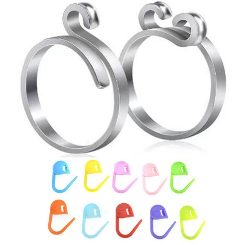 리빙미 니팅링 뜨개반지 뜨개질반지, 1세트, 실버