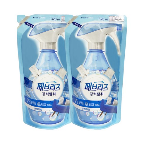 페브리즈 상쾌한향 320ml 섬유탈취제냄새제거 섬유 탈취제 리필, 2개