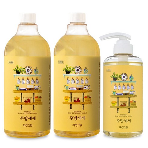 자연그램 주방세제 리필 1000ml 2개 + 본품 500ml 1개, 1세트