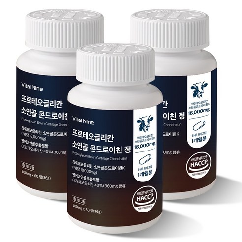 바이탈나인 프로테오글리칸 소연골 콘드로이친 정 600mg, 3개, 60정