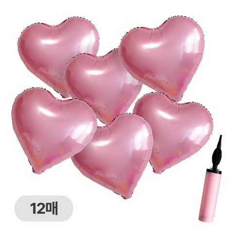 디어플레이스 하트 은박 풍선 세트 35cm, 베이비핑크, 12개