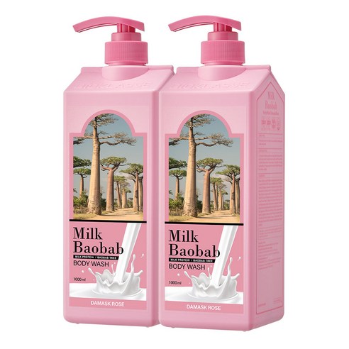 밀크바오밥 바디워시 다마스크 로즈, 1000ml, 2개