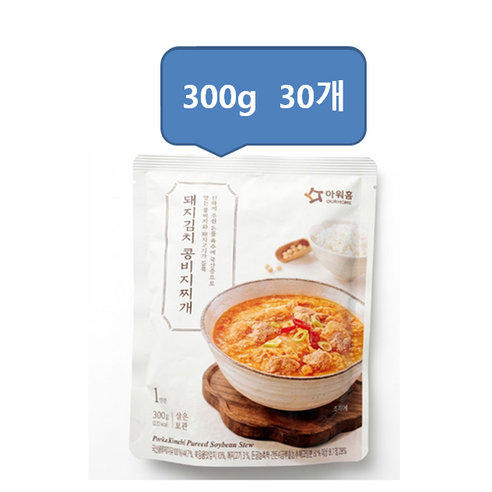 아워홈 돼지김치 콩비지찌개, 30개, 300g