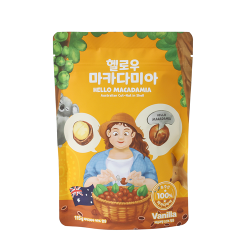 헬로우 마카다미아 호주 통마카다미아 바닐라, 115g, 1개