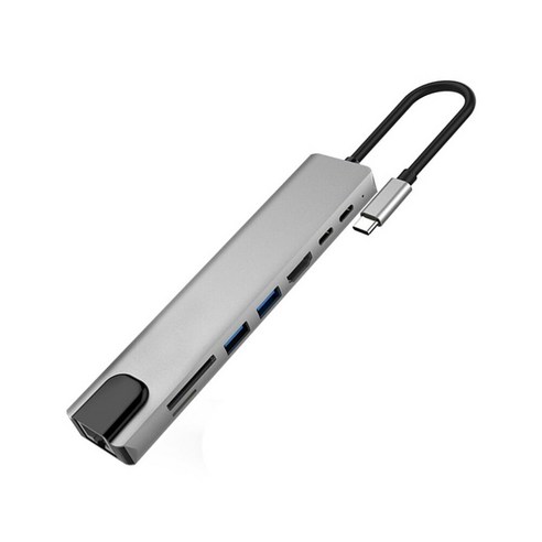 USB PC 컴퓨터를위한 C 4K HDMI 포트 이더넷 1000Mbps의 RJ45 포트 USB-C 전원 배달 TF / SD 카드 리더기 1 멀티 타입 C 어댑터의 허브 8, 하나, 보여진 바와 같이