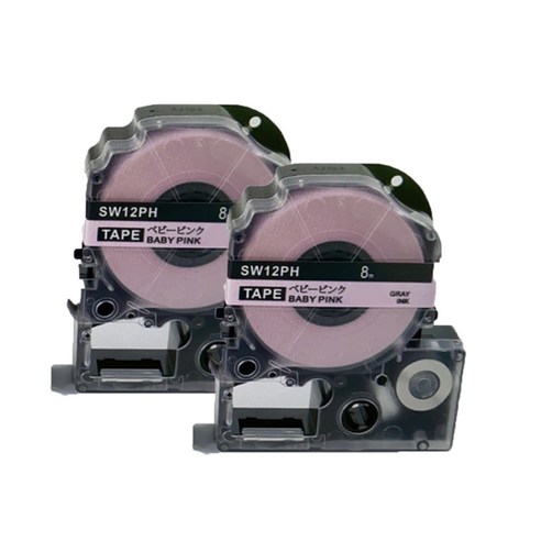 [호환] 엡손 라벨 프린터 테이프 9 12 18 mm LW-K200BL LW-K420 OK730 라벨지 핑크 그린 블루 옐로우 파스텔, 9mm, 베이비 핑크 2개