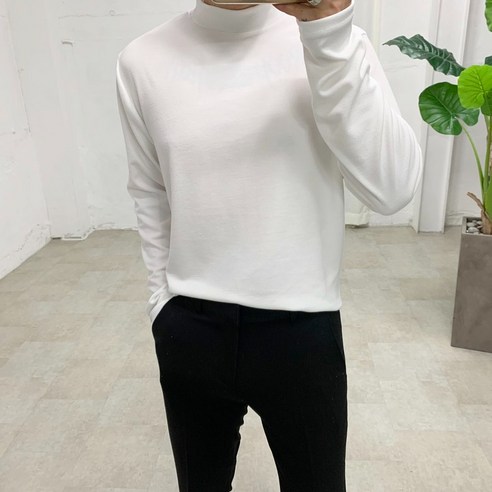 스트릿제이 겨울 모크넥 반폴라 긴팔 티셔츠