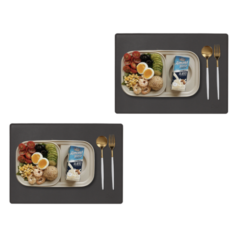 디아르 프리미엄 가죽 식탁매트 방수 테이블매트 1세대 2장, 차콜2장