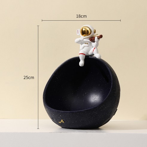 창의 우주인 현관 열쇠 수납 과일 쟁반 장식품 거실 텔레비전 캐비닛 데스크톱 우주인 가구 장식품, 검은 반구-흰 바이올린