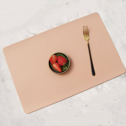 데이리치 가죽질감 방수 식탁 테이블 매트 4개 세트, 핑크, 가로세로(45cm * 30cm)