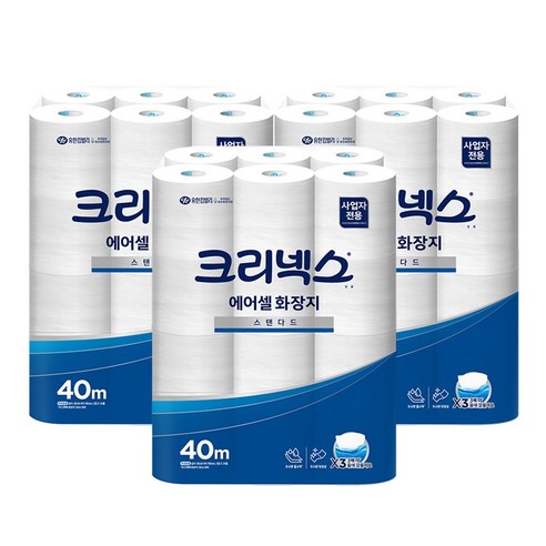 크리넥스 에어셀 스탠다드 화장지, 40m, 24개입, 3개